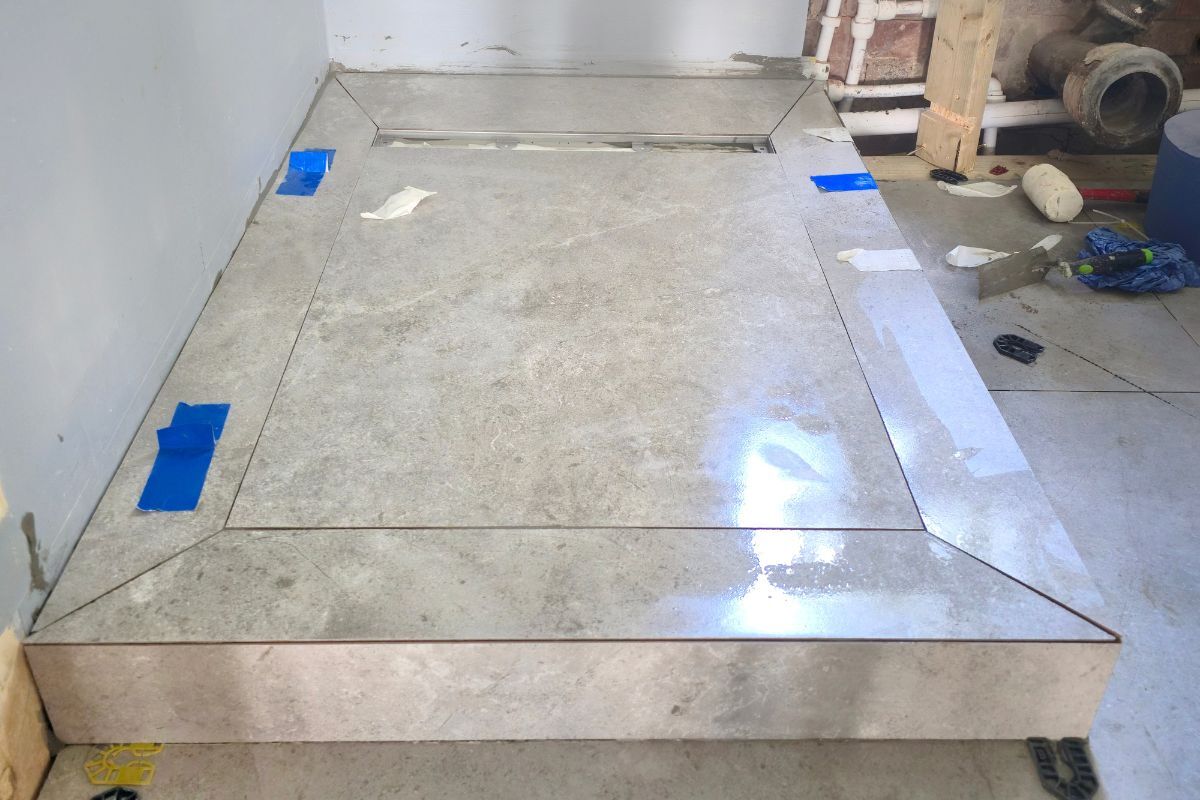 Finished shower tray platform ready for tiling